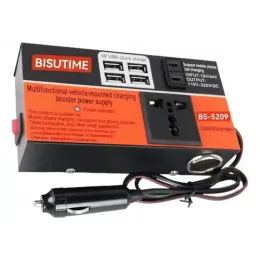 Inversor de Potência para Carro 12V/24V a 220V 4 Usb 200W Bisutime