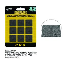 Protetor Auto Adesivo Poliester Quadrado Preto 2,6cm 9pç